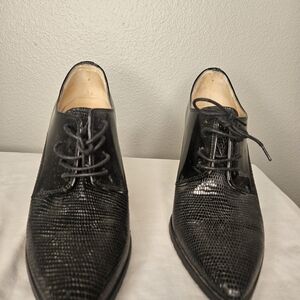 Amalfi Black Lizard-Patterned Ankle Booties